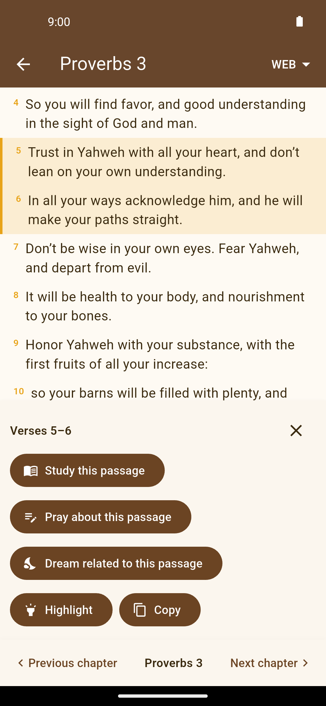 Verses selected in the reader