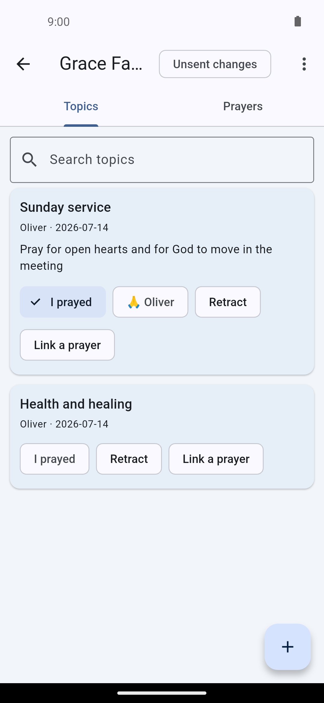Group topics tab